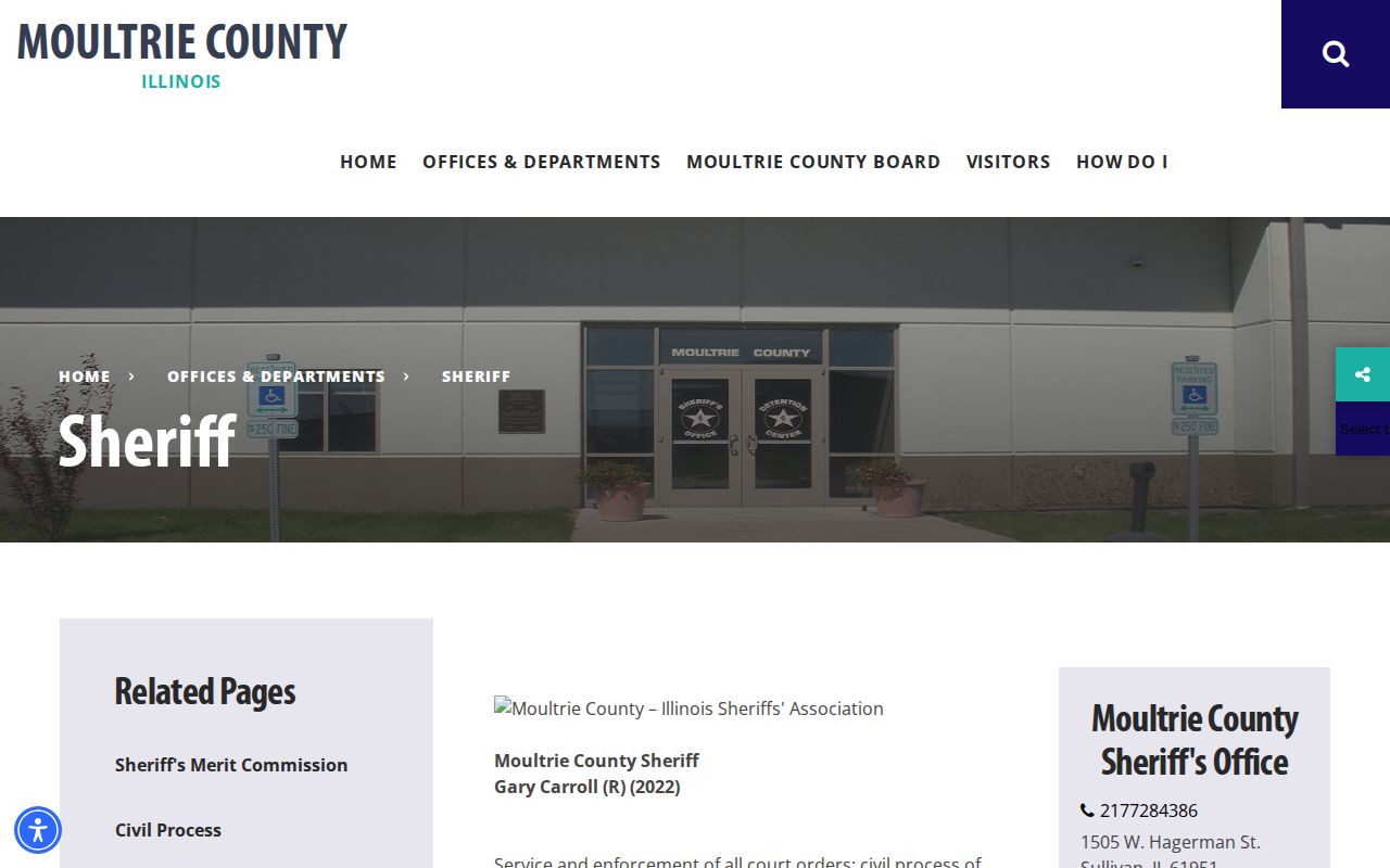 Moultrie County Jail release records contact page